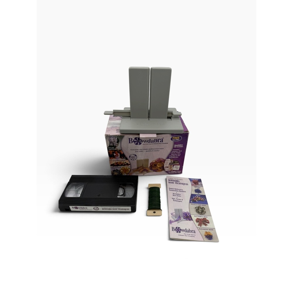 Bowdabra Bow Maker Craft Tool Kit with VHS Instructional Tape and Wire Gray